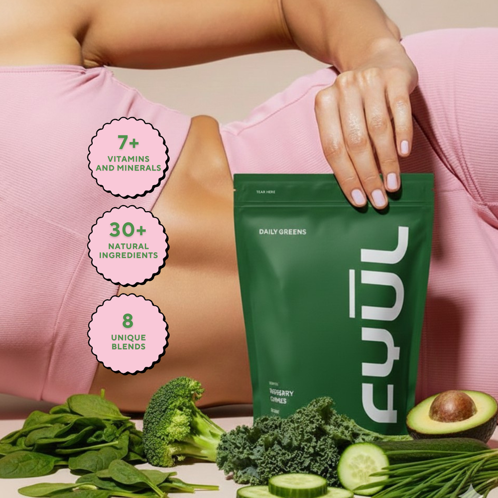 FYUL Daily Greens Gummies - Raspberry Flavor, Sugar-Free, 8 Powerful Blends, 60 Count