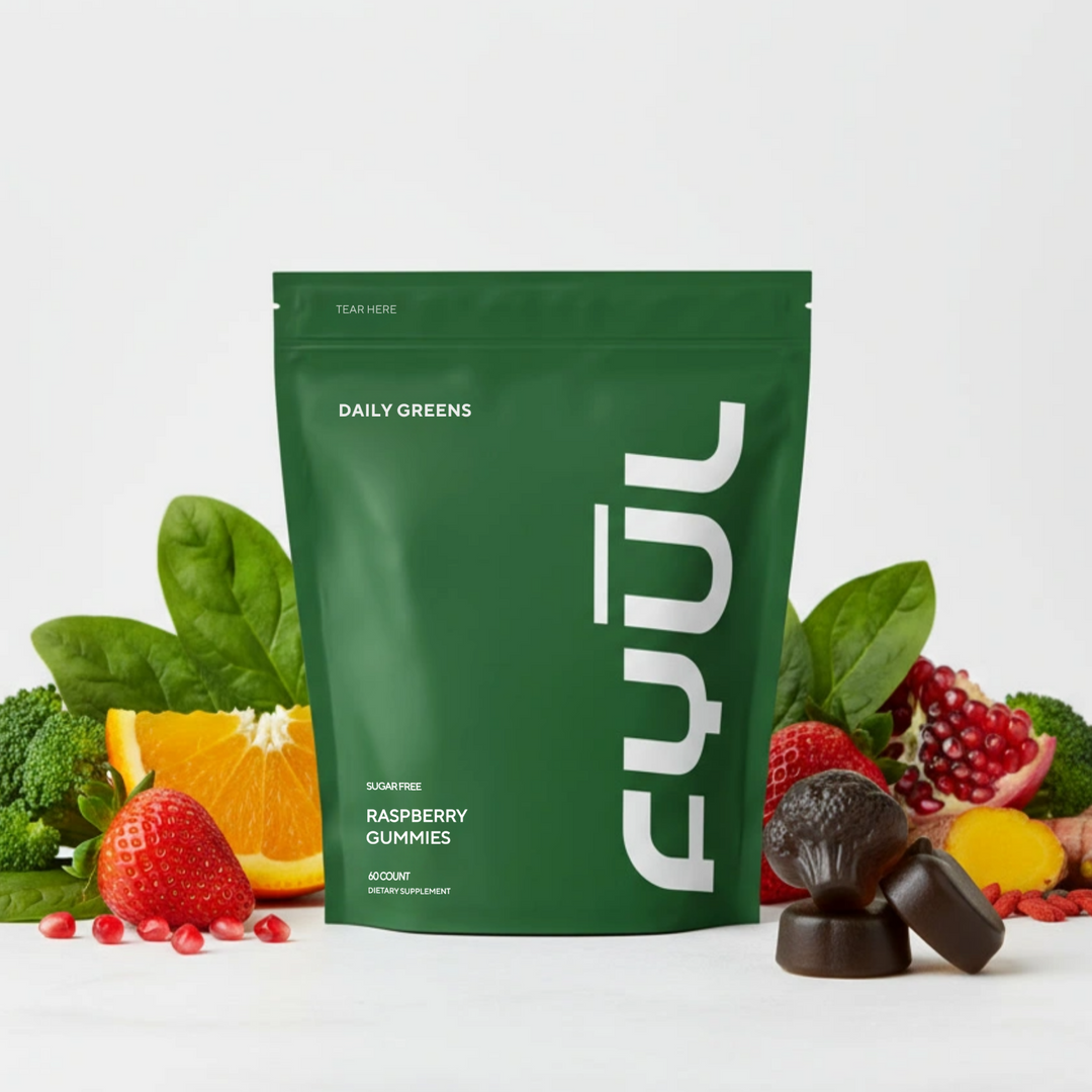 FYUL Daily Greens Gummies - Raspberry Flavor, Sugar-Free, 8 Powerful Blends, 60 Count