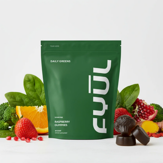 FYUL Daily Greens Gummies - Raspberry Flavor, Sugar-Free, 8 Powerful Blends, 60 Count