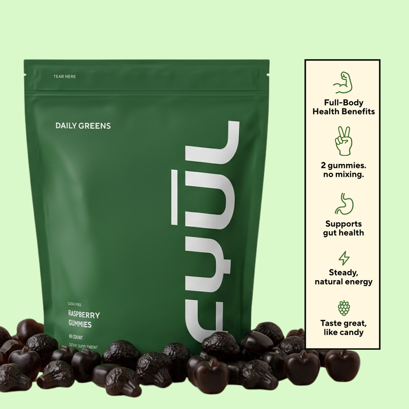Sugar-Free Daily Greens Gummies - Raspberry Flavor, 30 Day Supply, 60 Count