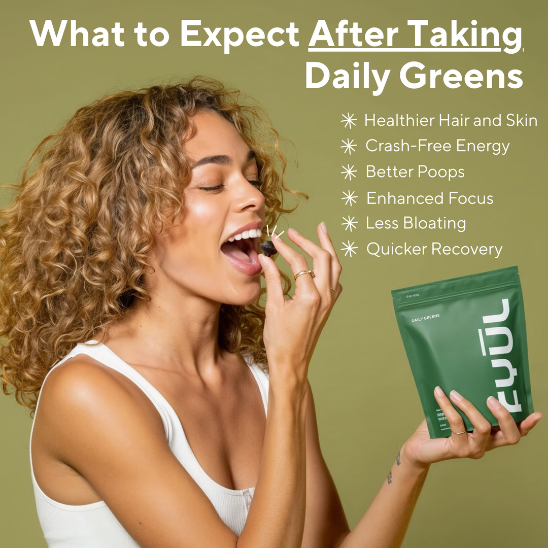 FYUL Daily Greens Gummies - Raspberry Flavor, Sugar-Free, 8 Powerful Blends, 60 Count